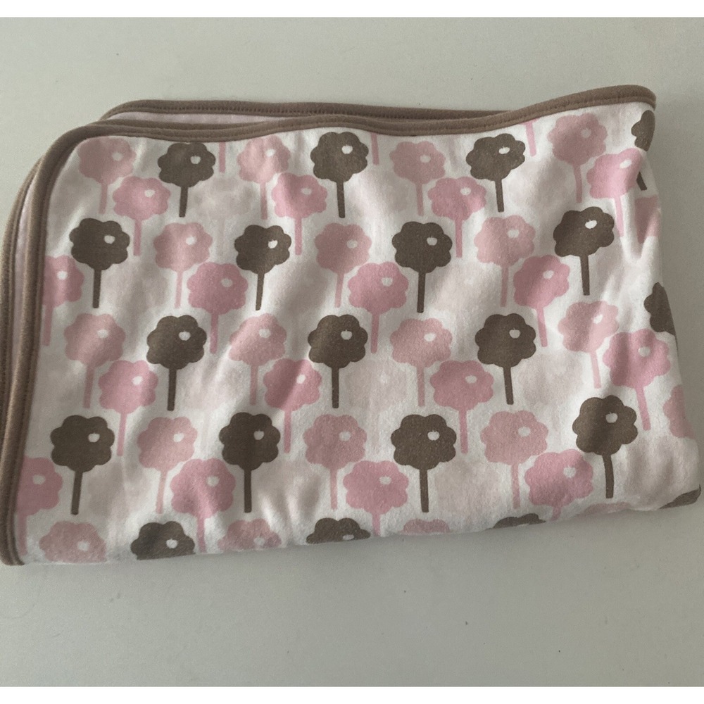 Dwell Studio For Target Pink Brown Tree Plants Cotton Baby Blanket Thick